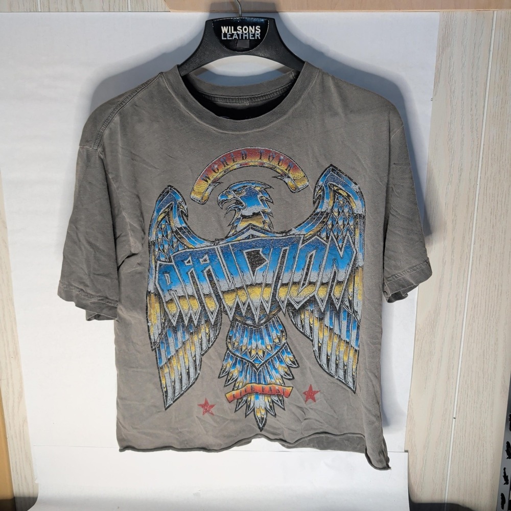 Affliction Shirt Mens Large Gray Eagle Graphic Made USA Patriotic Tour Tee